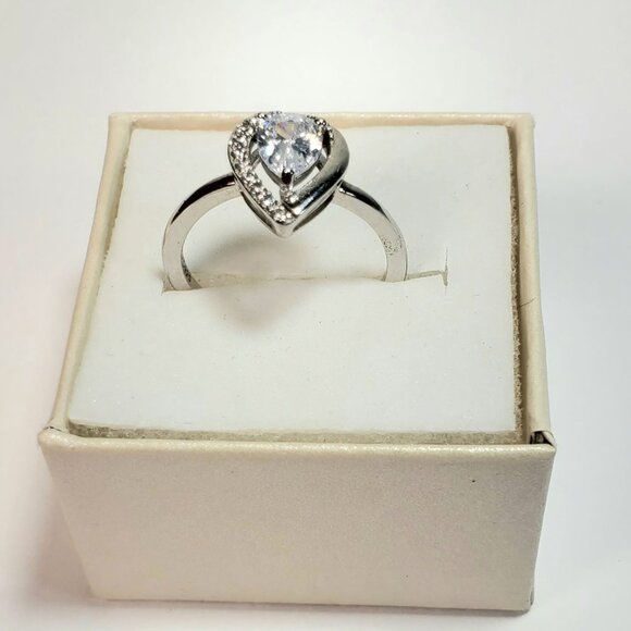 Sterling Silver Pear-Shaped Halo Ring (Size 6.75 - 7) - Picture 10 of 12